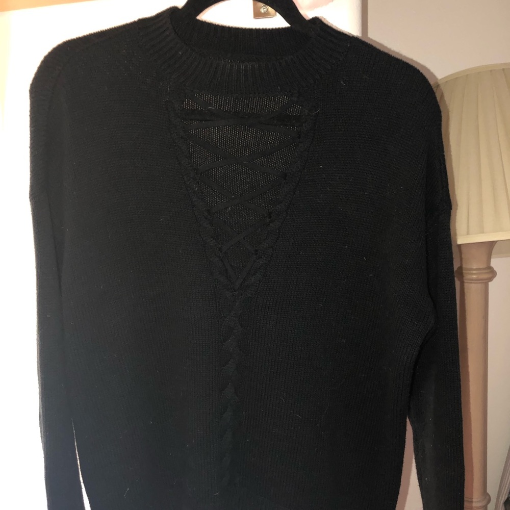Kendall and Kylie lace front black sweater